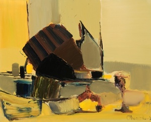 Composition with a glass