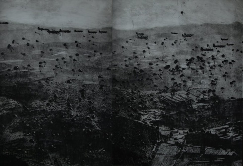 1944 m., II pasaulinis karas. Amerikiečių kareiviai išsilaipina Prancūzijoje. Iš ciklo „Tylaus kalbėjimo metodai“