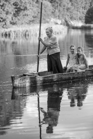 Janina Paukštienė With Her Grandchildren In Ašmena. Gervėčių Region, Byelorussia.