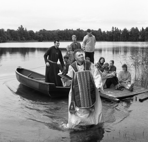 Priest Algirdas Dauknys At Veprys Lake. Baltriškės.