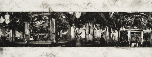 Mechanizmo nr. 1 sukimosi ašies vaizdas. d’Orsay muziejaus auksinės salės panorama. Iš ciklo „Nesusikalbėjimai“
