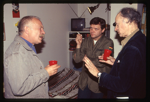 Petras Repšys, Audrius Naujokaitis, Jonas Mekas, pas Audrių studijoj, jo gimtadienis, 1995, 2#012